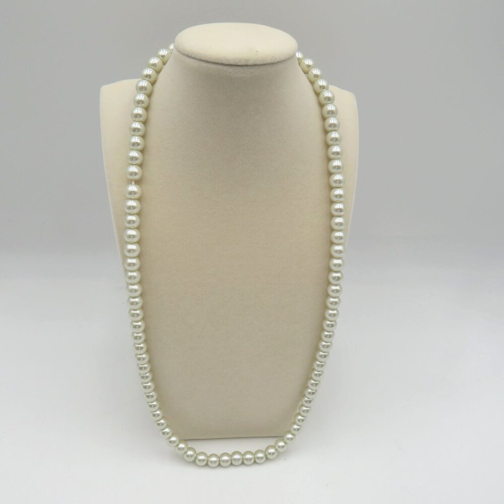 Vintage Imitation Pearl Necklace Strand 24"‎ Long Elegant No Clasp